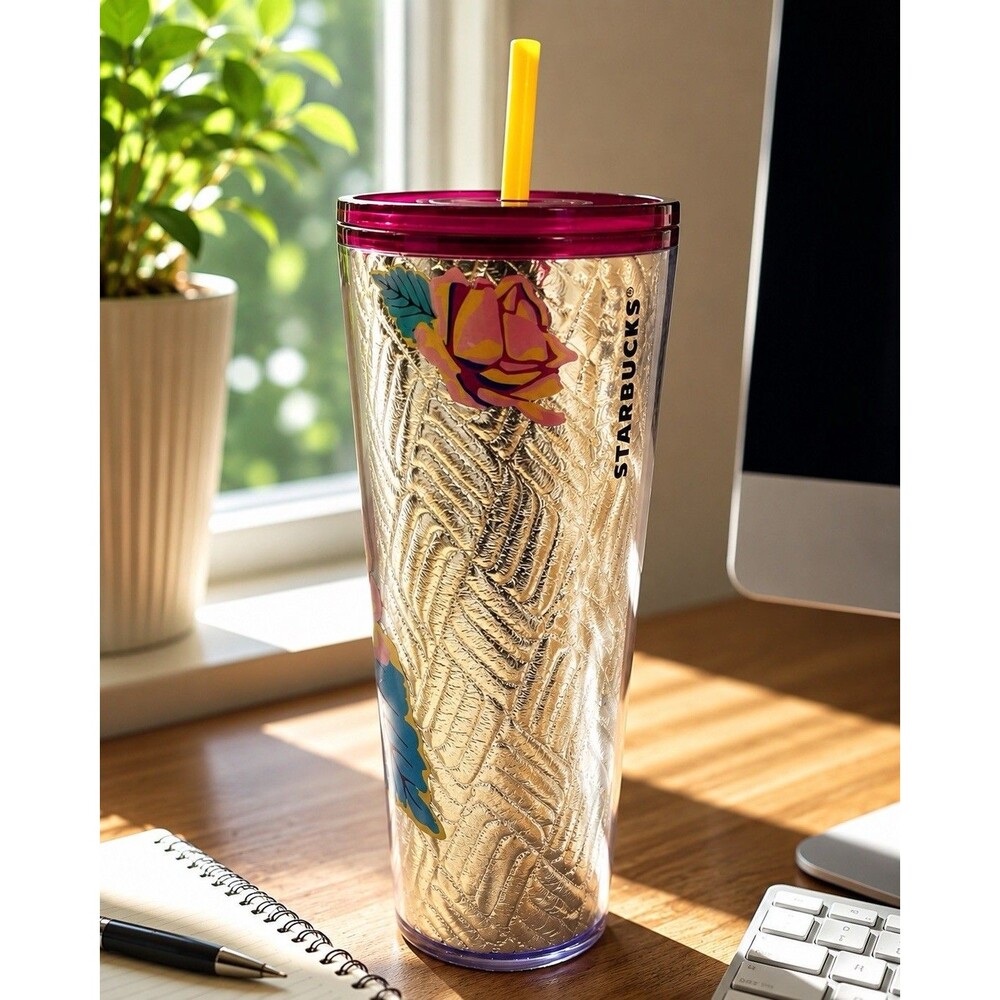 Starbucks Tumbler Rose 24oz Floral Colorful Cottagecore Spring Cold Travel Cup